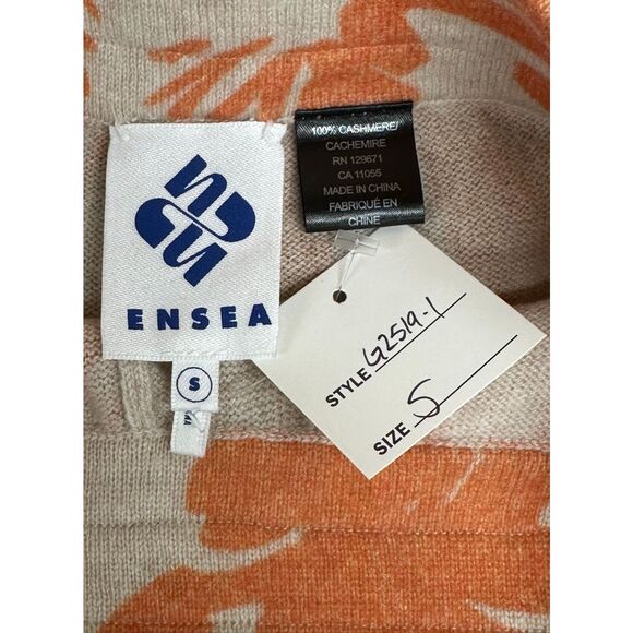 Ensea 100% Cashmere Short in Orange & Cream NWT Size Small - Picture 3 of 4